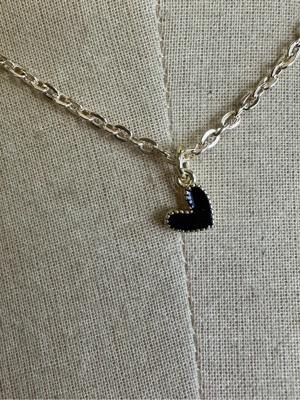 Gypsy Junk Gold-Tone Chain Necklace with Black Heart Charm